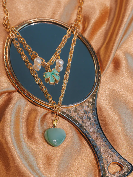 Luxe Mint Bloom Pearl Necklace