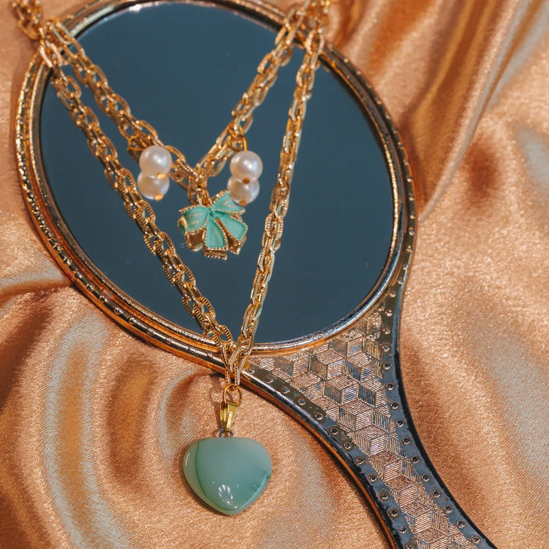 Luxe Mint Bloom Pearl Necklace