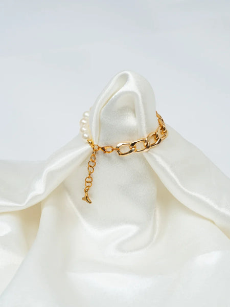 Dolphin Tail Pearl Charm Bracelet