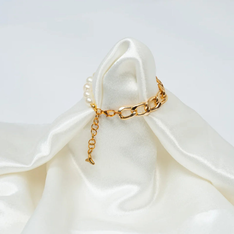 Dolphin Tail Pearl Charm Bracelet