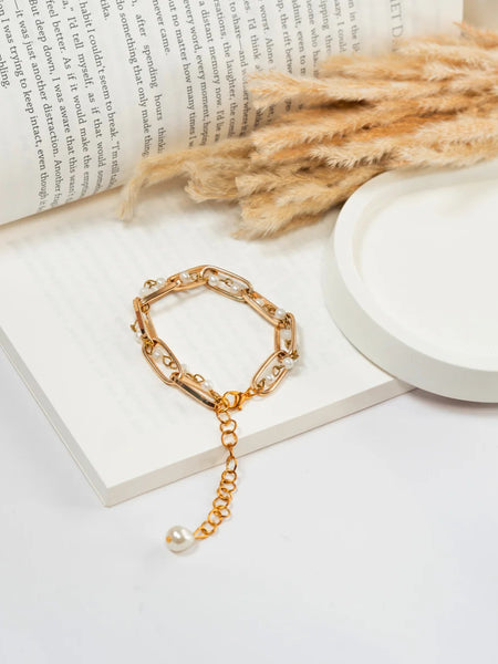 Golden Pearl Chain Bracelet