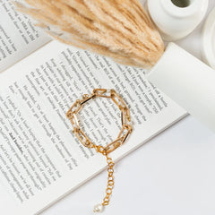 Golden Pearl Chain Bracelet
