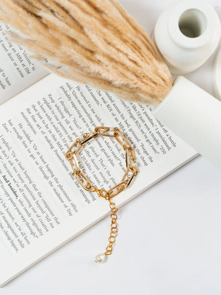 Golden Pearl Chain Bracelet
