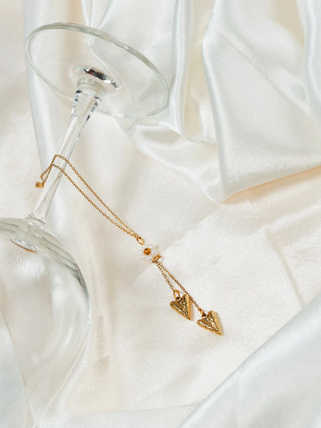 Golden Heartfall Pearl Necklace