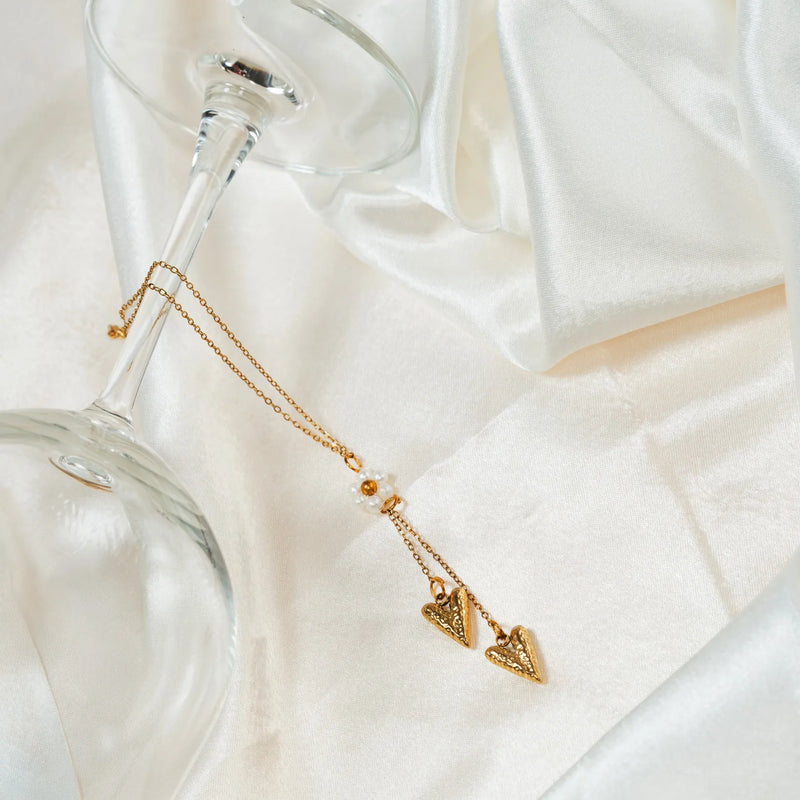 Golden Heartfall Pearl Necklace