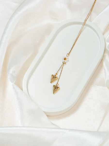 Golden Heartfall Pearl Necklace