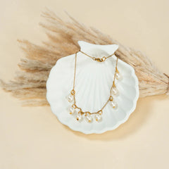 Luna Star Charm Pearl Necklace