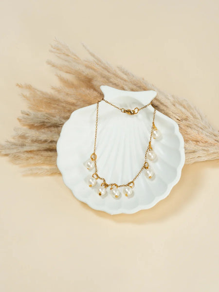 Luna Star Charm Pearl Necklace