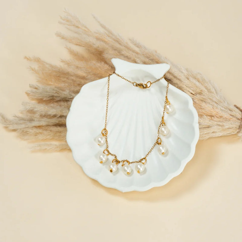 Luna Star Charm Pearl Necklace