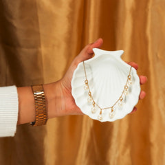 Luna Star Charm Pearl Necklace