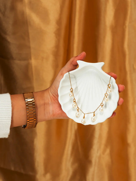 Luna Star Charm Pearl Necklace