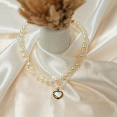 Pearl Heart Charm Necklace