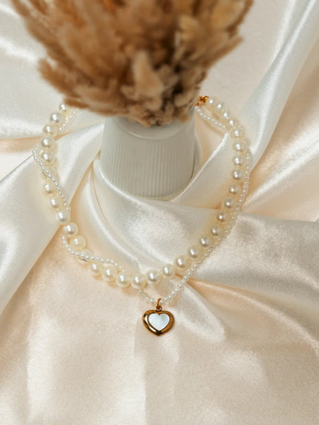 Pearl Heart Charm Necklace
