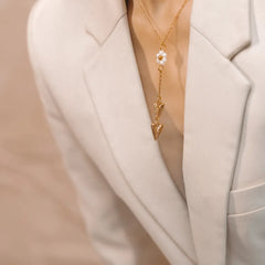 Golden Heartfall Pearl Necklace