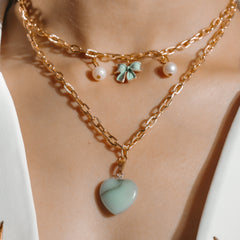 Luxe Mint Bloom Pearl Necklace