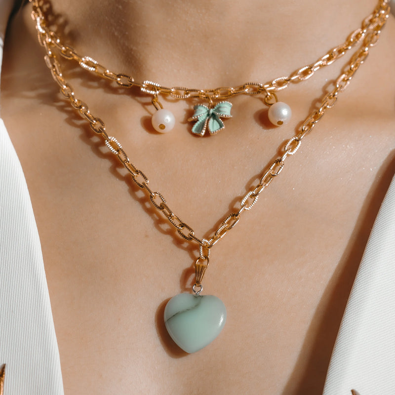 Luxe Mint Bloom Pearl Necklace
