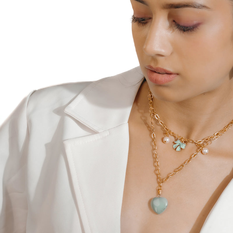 Luxe Mint Bloom Pearl Necklace
