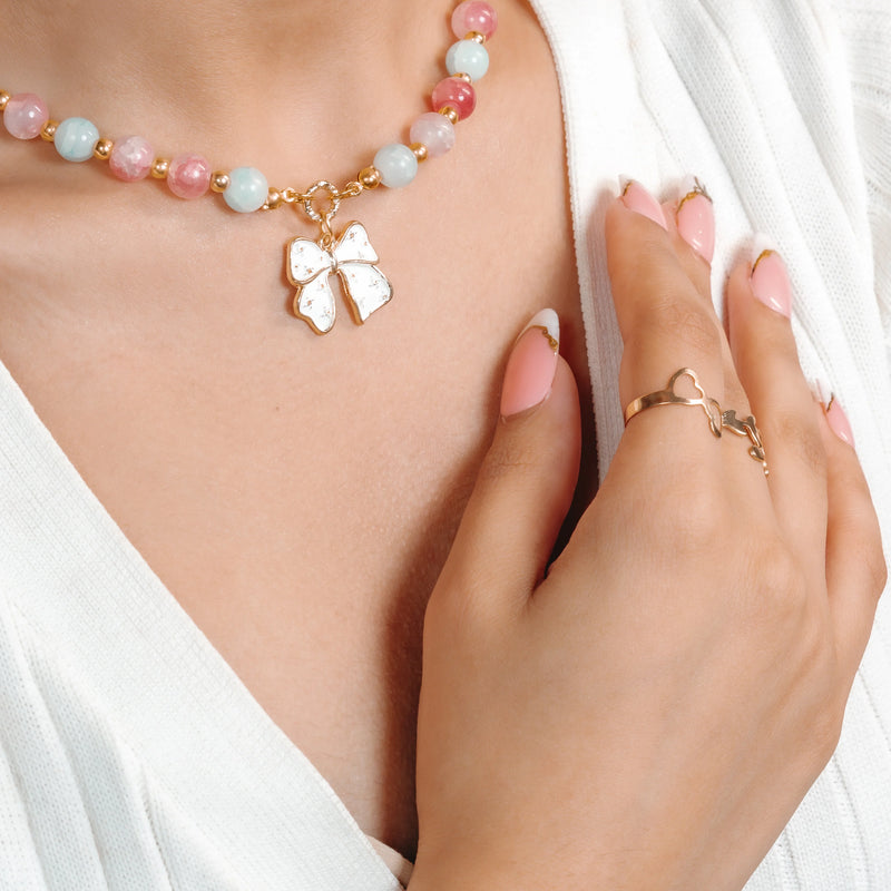 Pastel Bow Charm Necklace