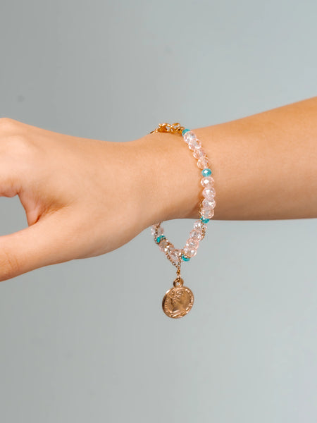 Crystal Coin Charm Bracelet