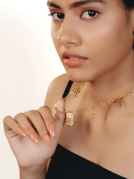 Golden Sunburst Charm Necklace