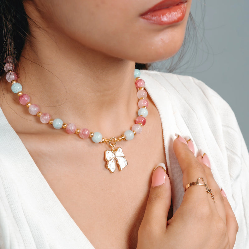 Pastel Bow Charm Necklace