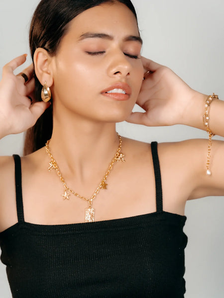 Golden Sunburst Charm Necklace