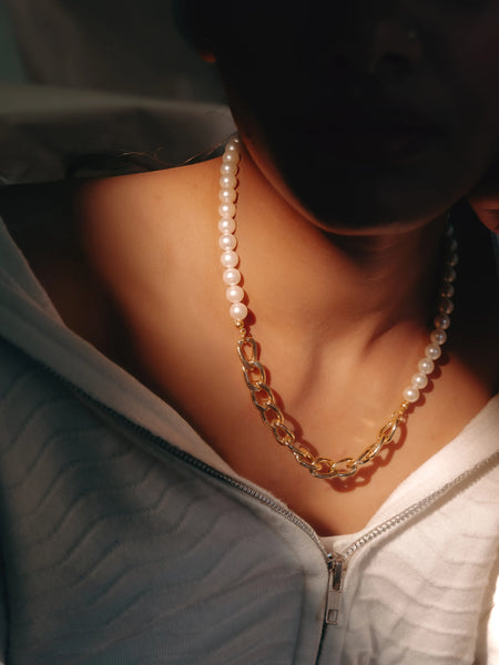 Luxe Pearl Chain Duo Necklace