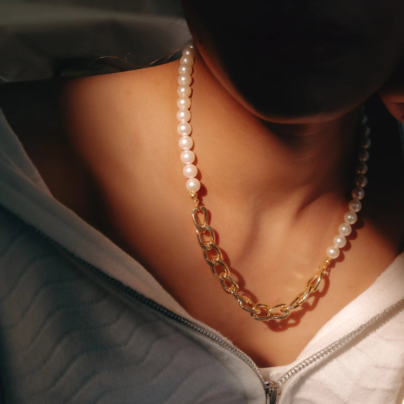 Luxe Pearl Chain Duo Necklace